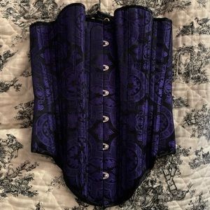 🥰Gothic Overbust Purple Brocade Corset